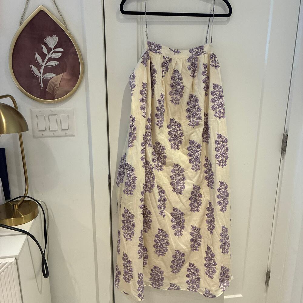 J. Crew Cream Maxi Dress with Purple Floral Print - Picture 3 of 7